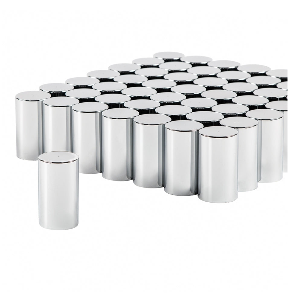 33mm x 3-1/2" Chrome Plastic Flat Top Cylinder Nut Cover - Thread On 60PK