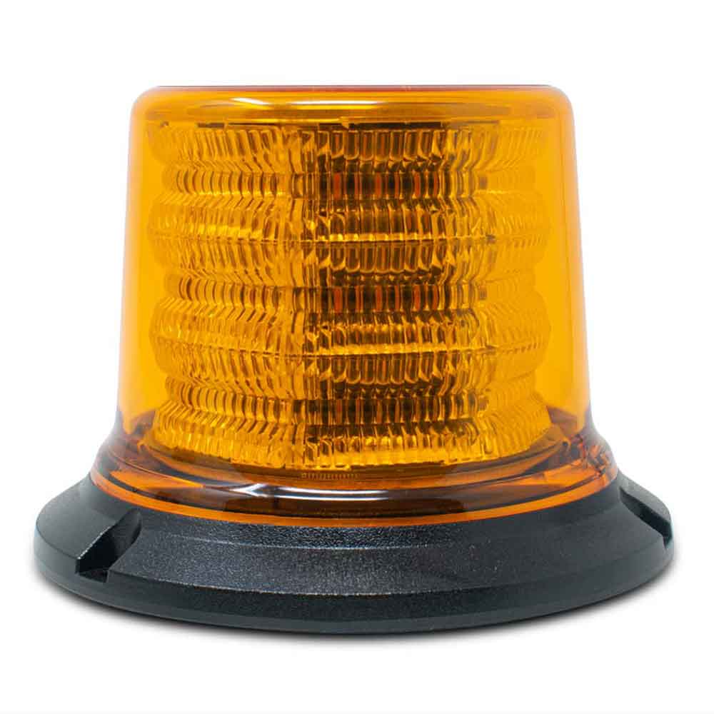 12-Volt Amber LED Beacon Light with Twelve Flash Patterns - Permanent Mount
