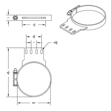 Kenworth 6"D chrome exhaust clamp, closer view