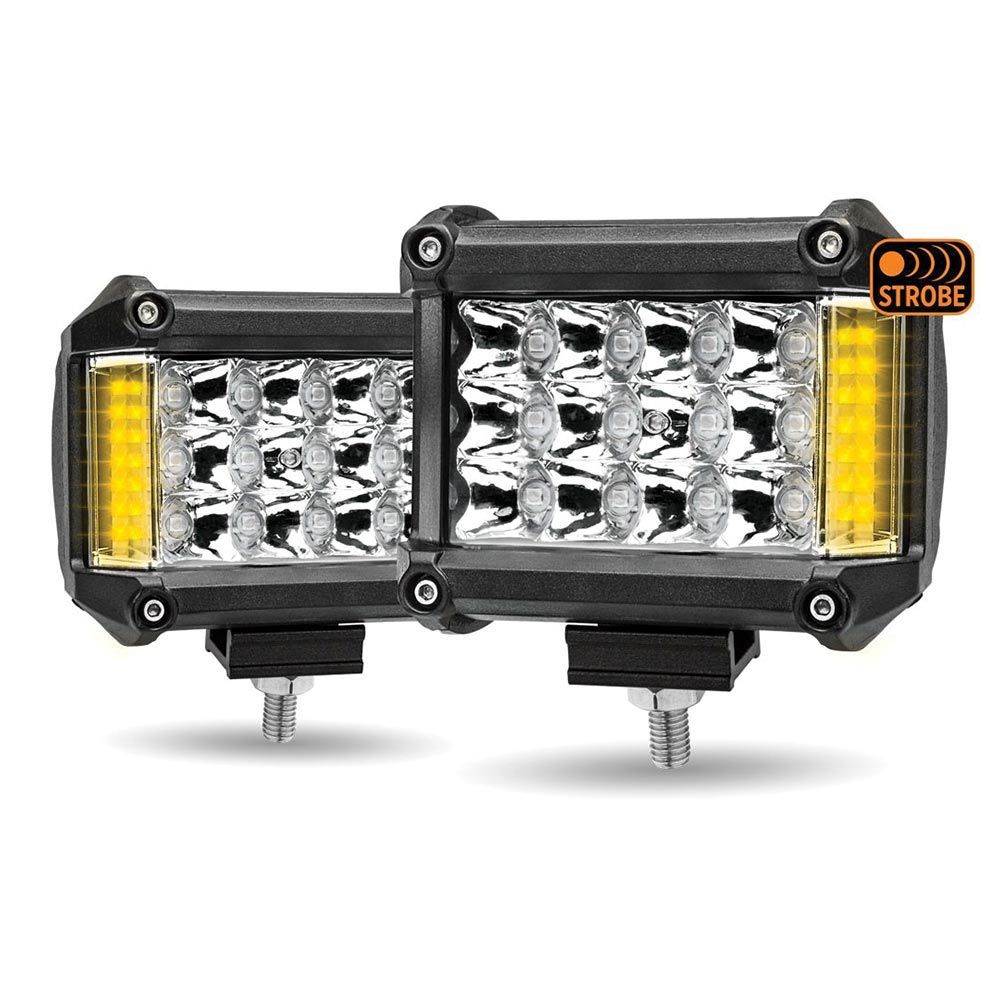 4" Cube Work Light with Amber Side Strobe