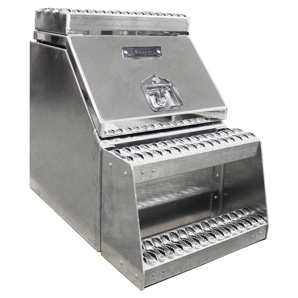 18" Wide Mouth Step Box with Diamond Plate Door