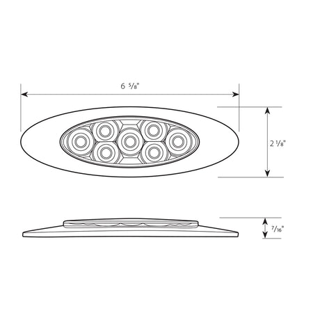 Another angle of 6-5/8" 7 LED ultra thin pearl Y2K dual function light