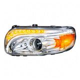 Peterbilt 388, 389 Chrome Headlight with LED Position Light and Turn Signal