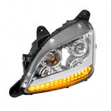 Peterbilt 579, 587 Chrome Headlight with LED Position Light and Turn Signal
