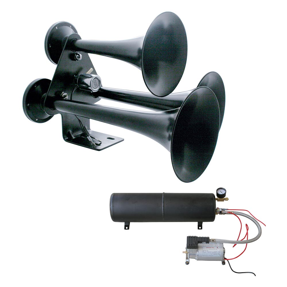 Black Train Horn and Compressor Kit