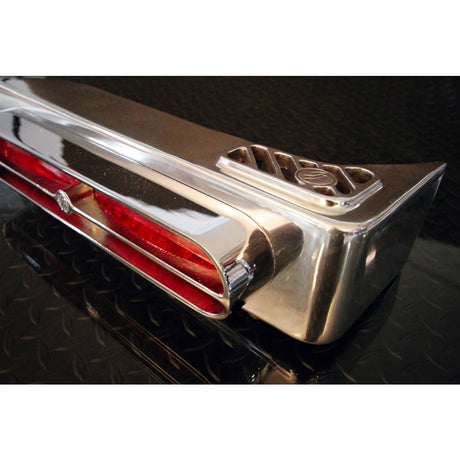Double JJ Peterbilt 389 rear step blinker bars, close-up