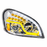 Freightliner Cascadia Chrome Headlight with LED Turn Signal & Running Light