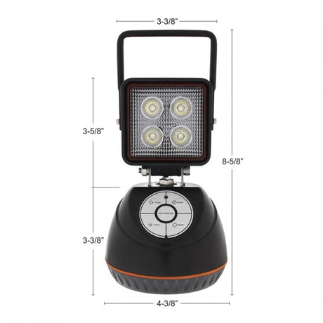 Closer view of 3-1/2" Square rechargeable LED work light