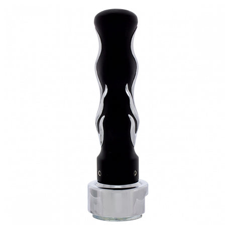 13/18 Speed black and chrome flame shifter knob, close-up