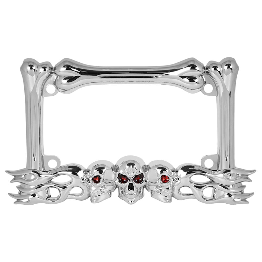 Chrome Small Skulls Motorcycle License Plate Frame