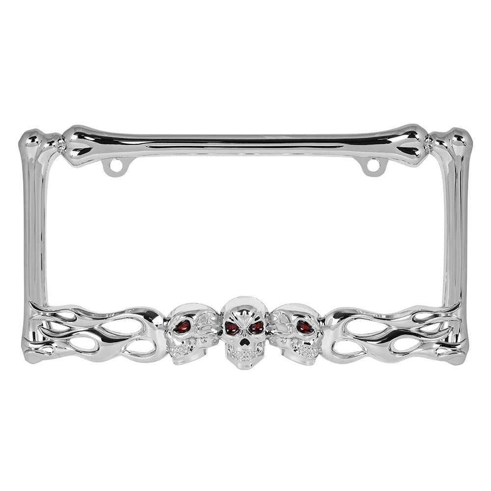 Chrome Small Skulls License Plate Frame