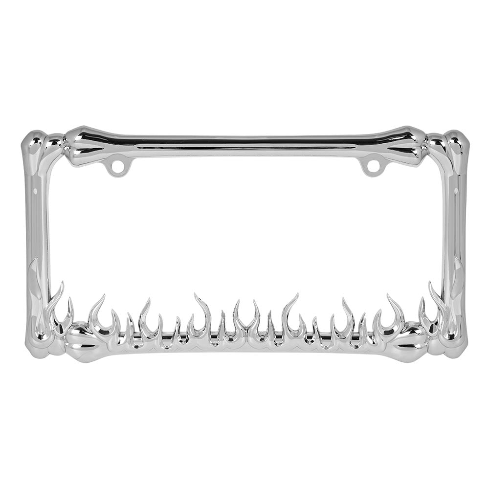 Chrome Flames License Plate Frame