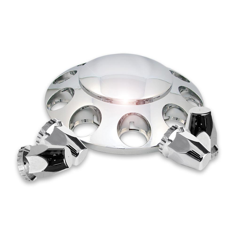 Chrome Front Axle Cover with 33mm Push-On Nut Covers