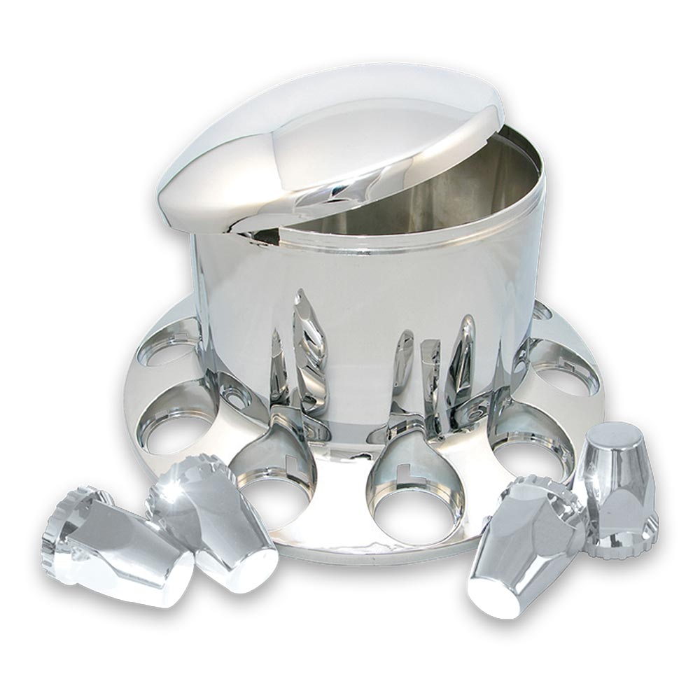 Chrome Rear Axle Cover with 33mm Push-On Nut Covers