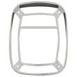Chrome bezel with visor for rectangle combo light, close-up