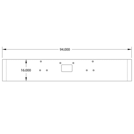 Peterbilt 379 16" stainless mitered end bumper, close-up