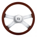 18" Wood Steering Wheel with Cutout Spokes