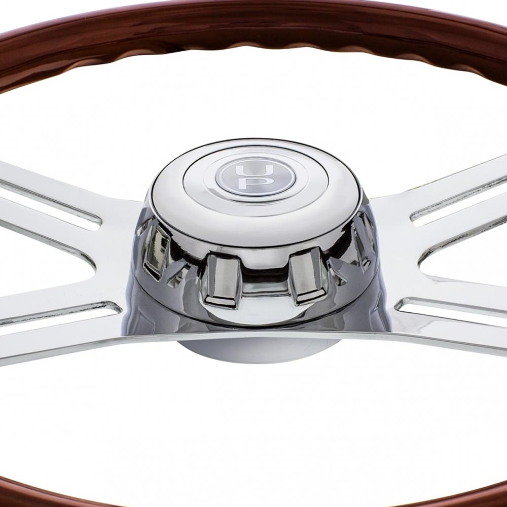 18" Wood Steering Wheel with Cutout Spokes