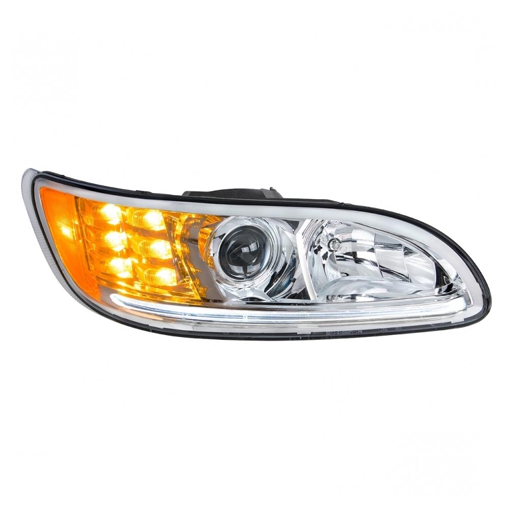 Peterbilt Chrome Projection Headlight with LED Position and Turn Signal Lights