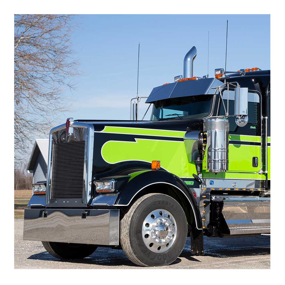 Kenworth W900 18" Stainless Mitered End Bumper