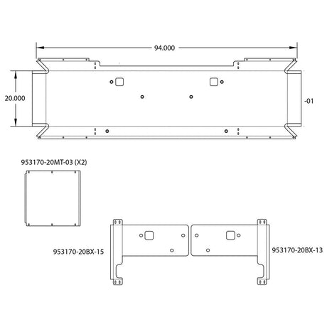 Peterbilt 388, 389, 567 20" SS mitered end bumper for set forward axle, close-up