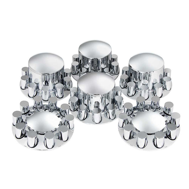 Thread-on axle cover kit with cylinder nut covers, 33mm thread-on, close-up