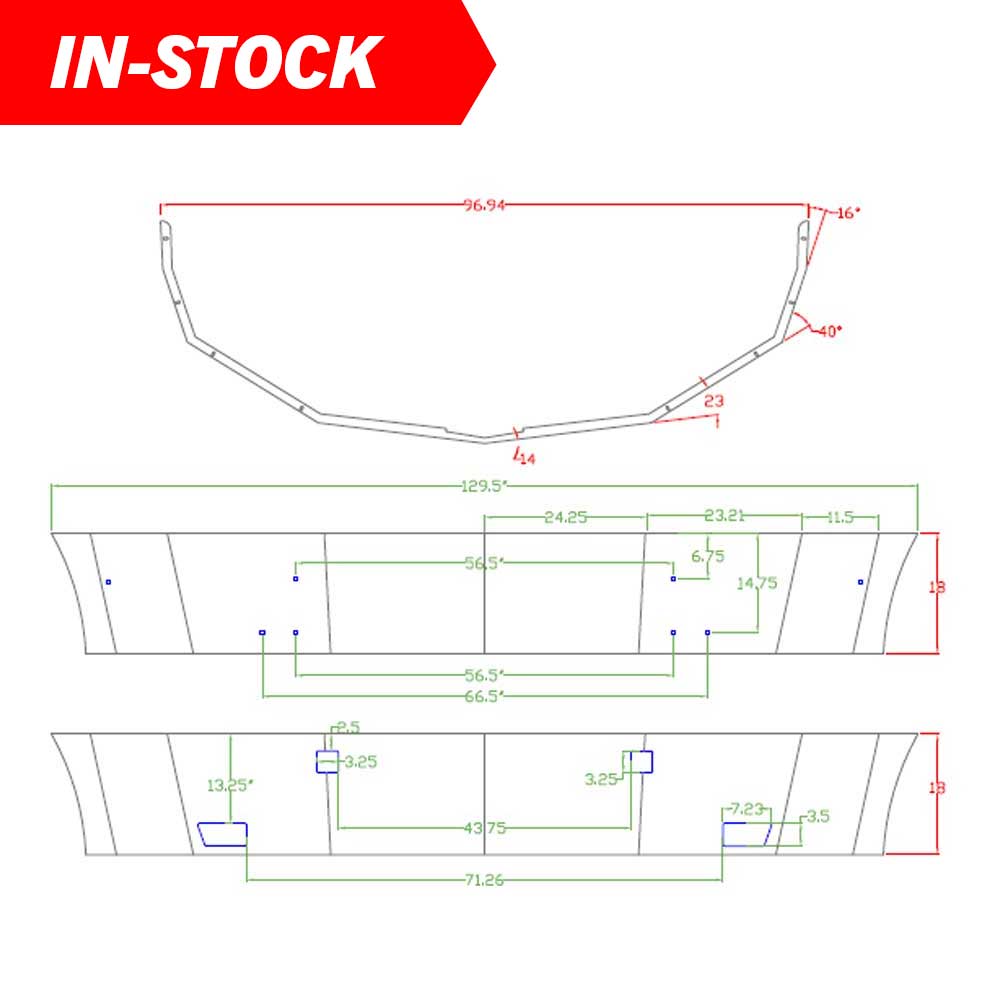 Western Star 5700XE 18" Set Back Chrome Bumper