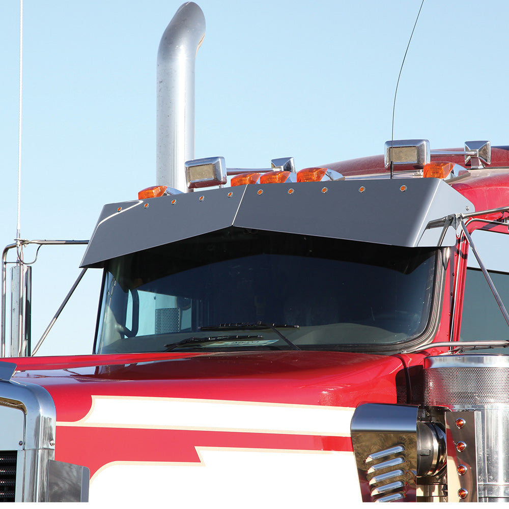 Kenworth 2007+  Curved Windshield 13" to 8" Un-Tie Drop Visor with 10 LED Lights