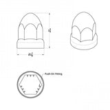 33mm Chrome Plastic Bullet Nut Cover - Push On 60PK