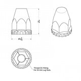 33mm Chrome Tapered Nut Cover - Thread On 60PK