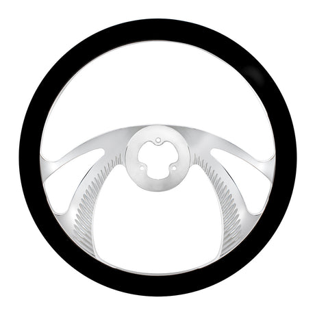 18" Chrome aluminum 3 spoke black leather Scorpion steering wheel