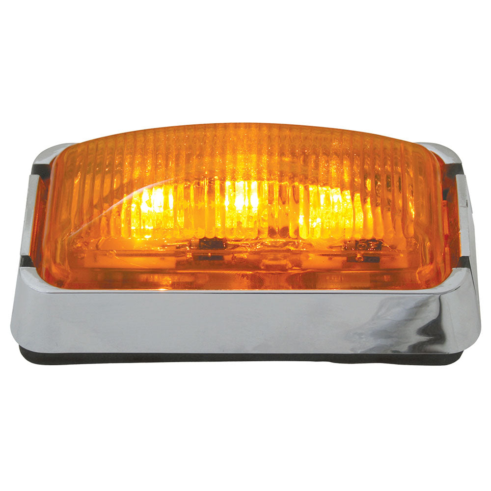 Rectangular Amber LED Light with Chrome Bezel