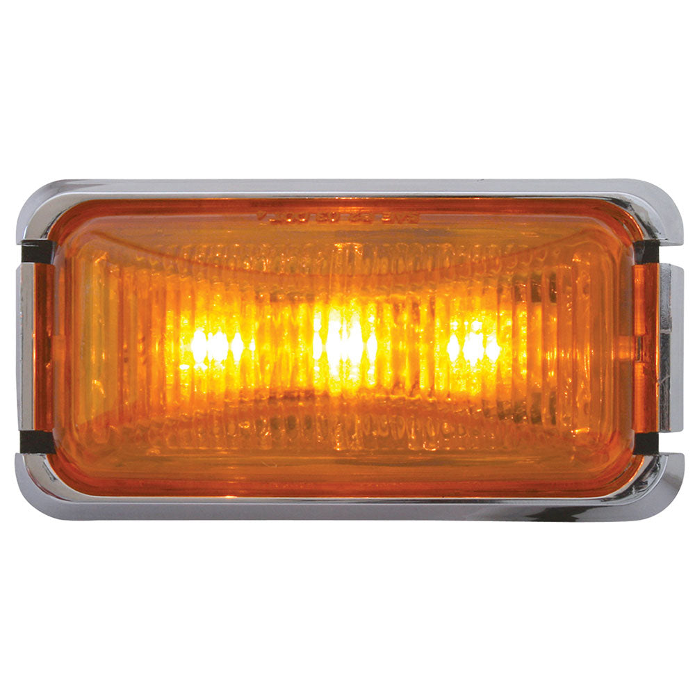 Rectangular Amber LED Light with Chrome Bezel