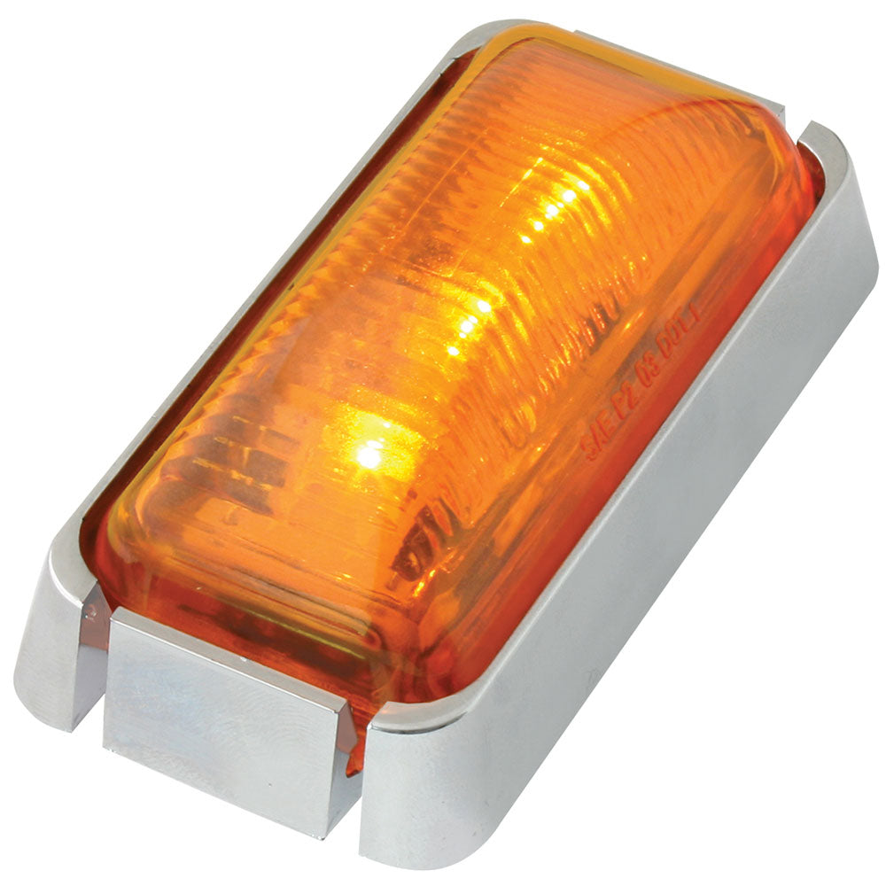Rectangular Amber LED Light with Chrome Bezel