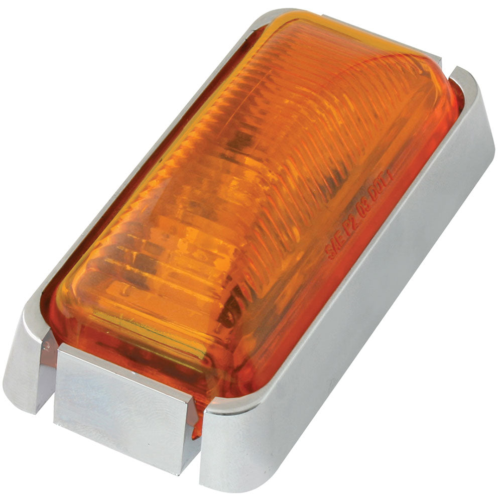 Rectangular Amber LED Light with Chrome Bezel