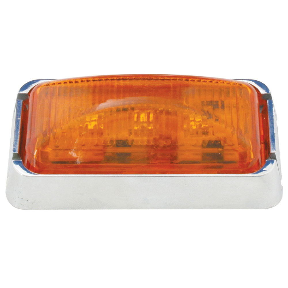 Rectangular Amber LED Light with Chrome Bezel