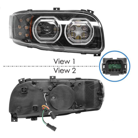 Peterbilt 388, 389, 567 chrome LED headlight (variant 2), closer view