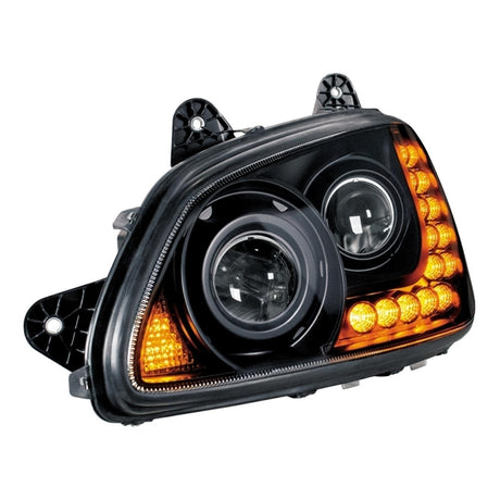 Close-up of Kenworth T660 blackout projection headlight