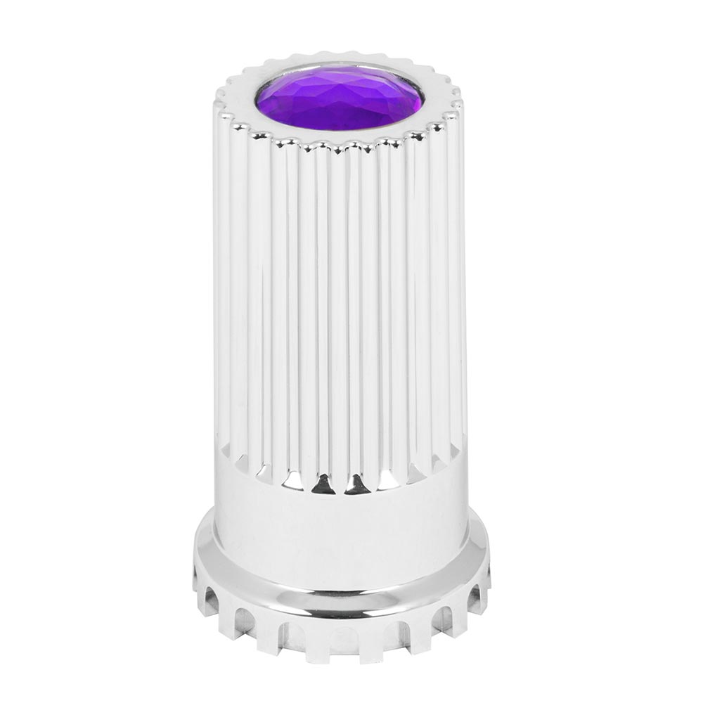 33mm Chrome Plastic Bullet Flat Top Nut Cover with Jewel - Thread On