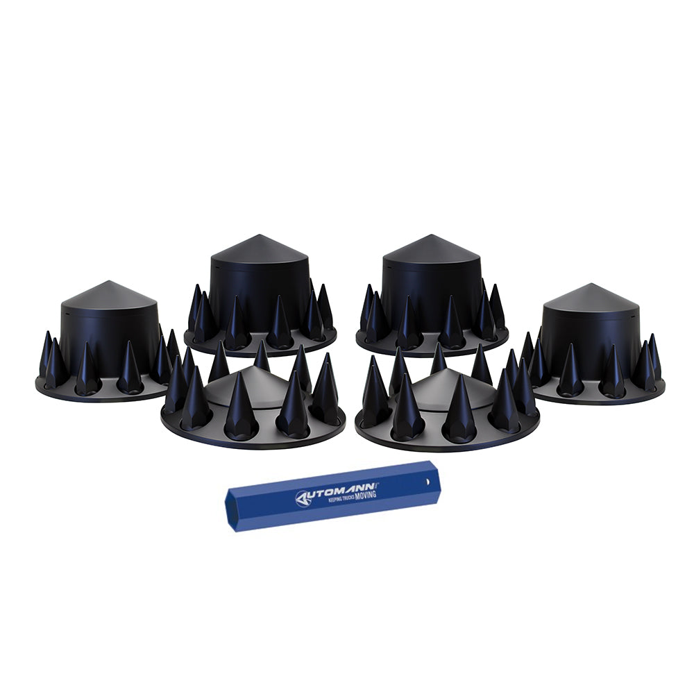 Front & Rear Black Axle Cover Kit, Cone, Threaded