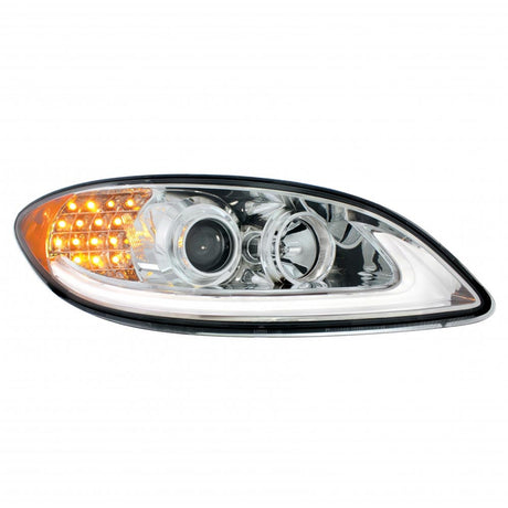 International Prostar chrome projection headlight with LED position and turn signal lights, detail