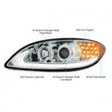 International Prostar Chrome Projection Headlight with LED Position and Turn Signal Lights