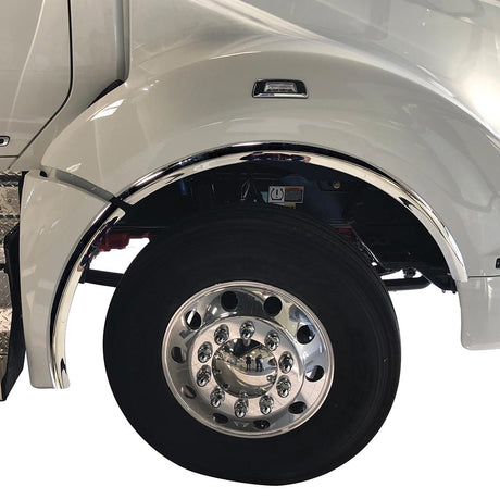 Kenworth W990, T880 (set forward) stainless steel fenderettes for semi trucks