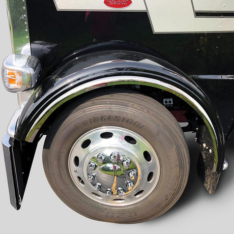 Peterbilt 389, 379 stainless steel fenderettes for semi trucks