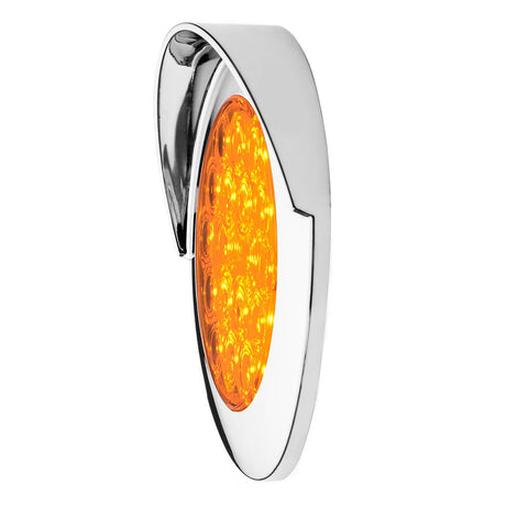 4" Round 18 LED light with chrome bezel and visor, closer view