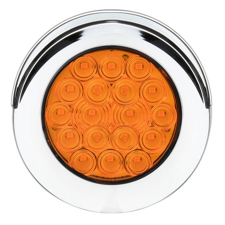 4" Round 18 LED light with chrome bezel, close-up