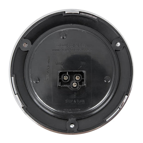 Close-up of 4" Round 18 LED light with chrome bezel