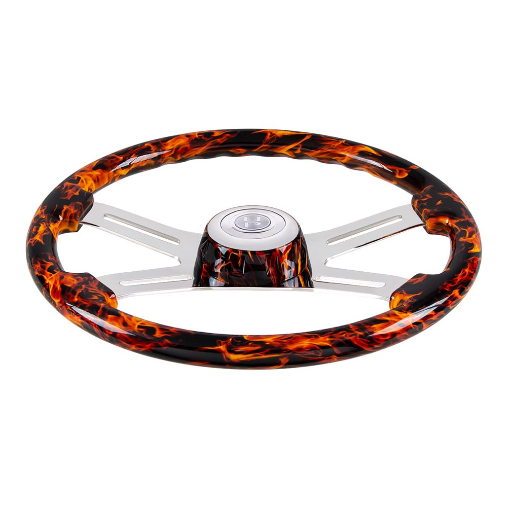 18" Flame Steering Wheel with Flame Bezel