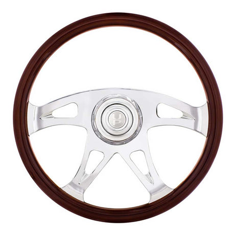 18" Boss steering wheel with chrome horn button and bezel