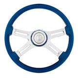 18" 4 Spoke Painted Wood Steering Wheel with Bezel, Horn